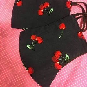 2 cotton face masks with cherry print